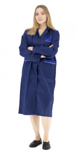 Халат рабочий женский синий с васильковой отделкой