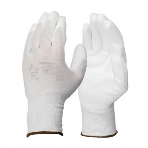 Перчатки нейлоновые с полиуретановым покрытием белые