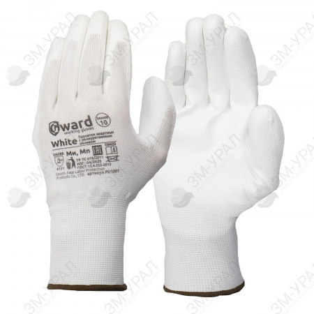 Перчатки нейлоновые с полиуретановым покрытием белые WHITE